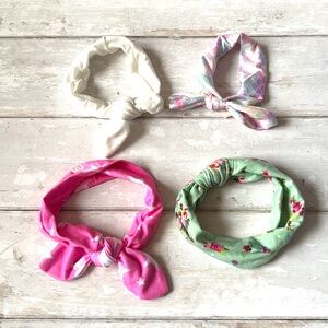 Baby Girl Knot Headbands Bundle Lot Set of 4 White Mermaid Pink Mint Floral